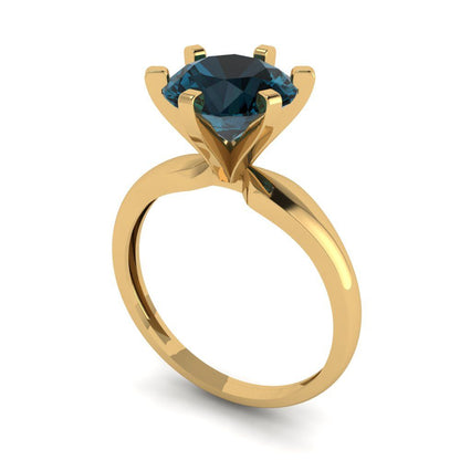 2.5 cttw Natural London Blue Topaz Solitaire  Engagement Ring - Solid Gold (Round Cut,8.5mm)