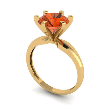 2.5 cttw Zirconia Simulated Red Diamond Solitaire  Engagement Ring - Solid Yellow Gold (VVS1, Round Cut,8.5mm)