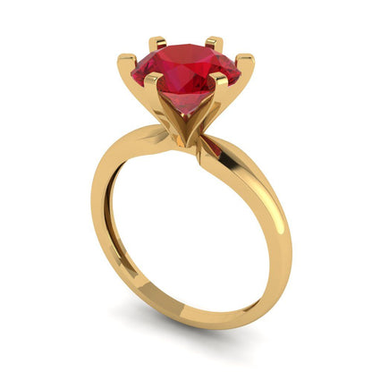 2.5 cttw Simulated Ruby Solitaire  Engagement Ring - Solid Gold (Round Cut,8.5mm)