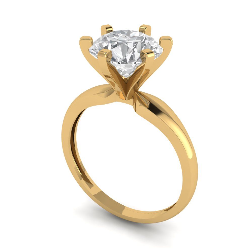 2.5 cttw White Sapphire Solitaire  Engagement Ring - Solid Yellow Gold (VVS1, Round Cut,8.5mm)