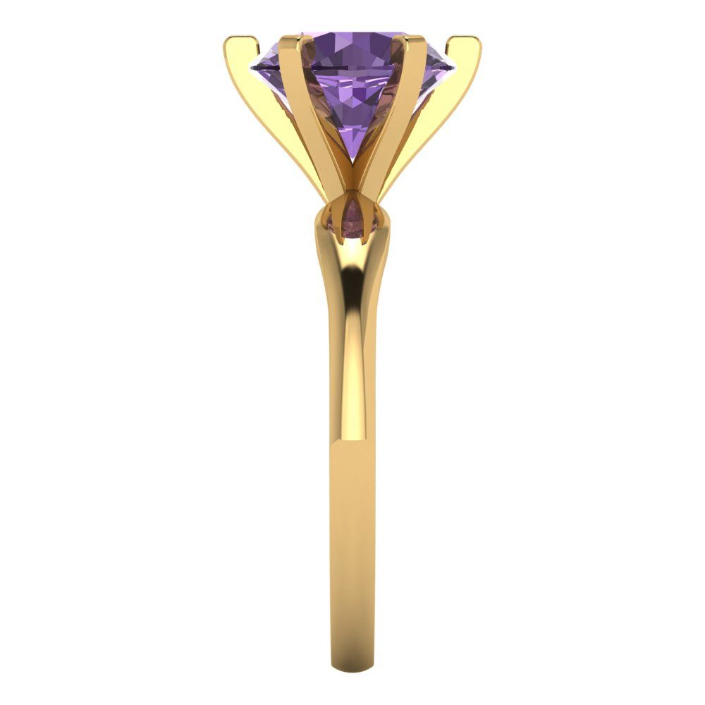 2.5 cttw Simulated Alexandrite Solitaire  Engagement Ring - Solid Yellow Gold (VVS1, Round Cut,8.5mm)