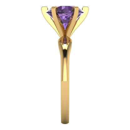 2.5 cttw Simulated Alexandrite Solitaire  Engagement Ring - Solid Yellow Gold (VVS1, Round Cut,8.5mm)