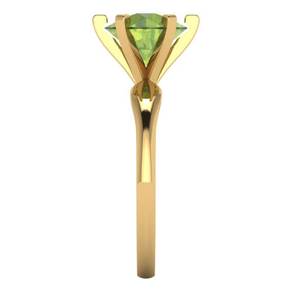 2.5 cttw Natural Peridot Solitaire  Engagement Ring - Solid Gold (Round Cut,8.5mm)