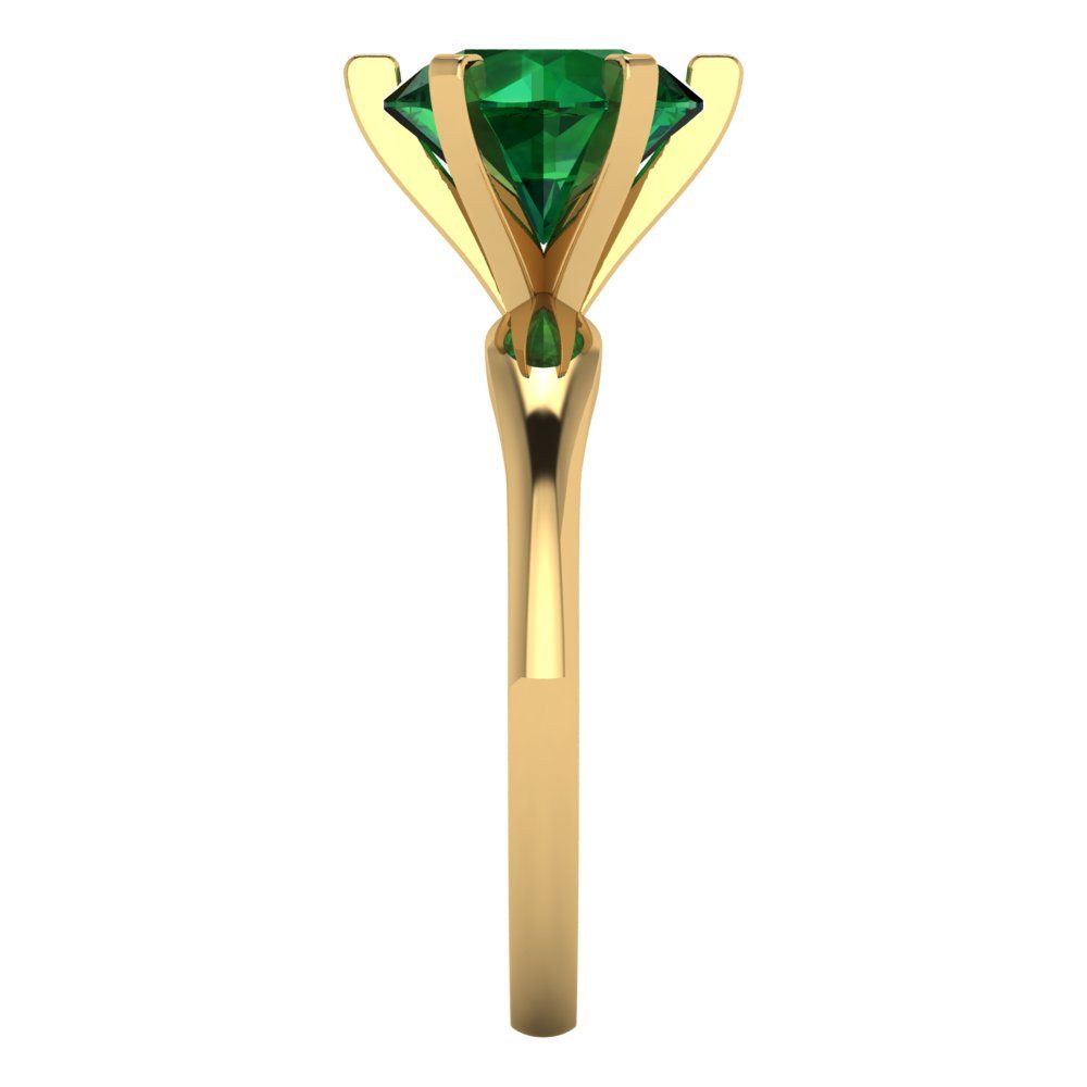 2.5 cttw Simulated Emerald Solitaire  Engagement Ring - Solid Yellow Gold (VVS1, Round Cut,8.5mm)