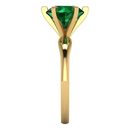 2.5 cttw Simulated Emerald Solitaire  Engagement Ring - Solid Yellow Gold (VVS1, Round Cut,8.5mm)