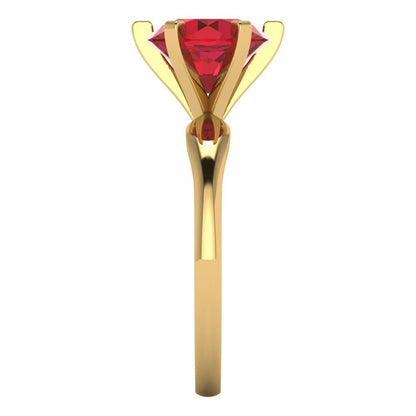2.5 cttw Simulated Pink Tourmaline Solitaire  Engagement Ring - Solid Yellow Gold (VVS1, Round Cut,8.5mm)