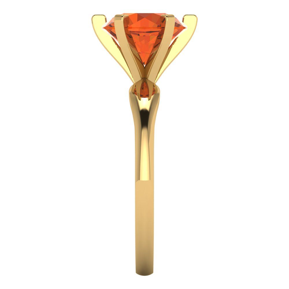 2.5 cttw Zirconia Simulated Red Diamond Solitaire  Engagement Ring - Solid Yellow Gold (VVS1, Round Cut,8.5mm)