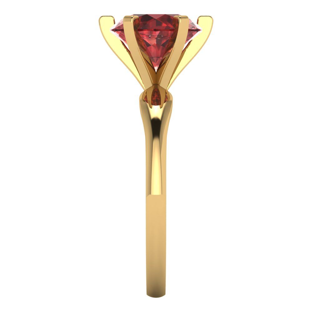 2.5 cttw Natural Garnet Solitaire  Engagement Ring - Solid Yellow Gold (VVS1, Round Cut,8.5mm)
