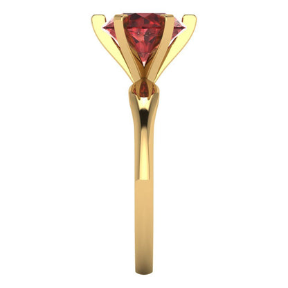 2.5 cttw Natural Garnet Solitaire  Engagement Ring - Solid Yellow Gold (VVS1, Round Cut,8.5mm)