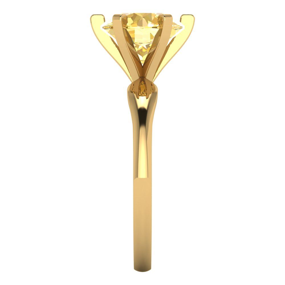 2.5 cttw Zirconia Simulated Yellow Diamond Solitaire  Engagement Ring - Solid Yellow Gold (VVS1, Round Cut,8.5mm)
