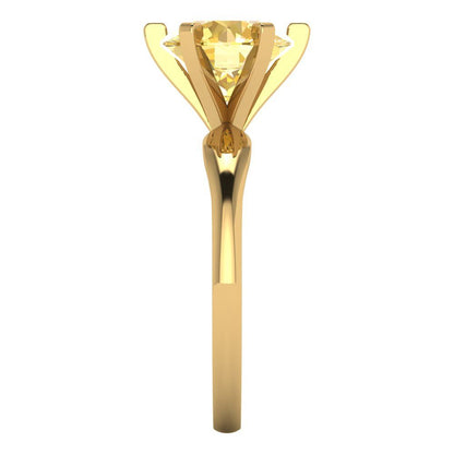 2.5 cttw Zirconia Simulated Yellow Diamond Solitaire  Engagement Ring - Solid Yellow Gold (VVS1, Round Cut,8.5mm)