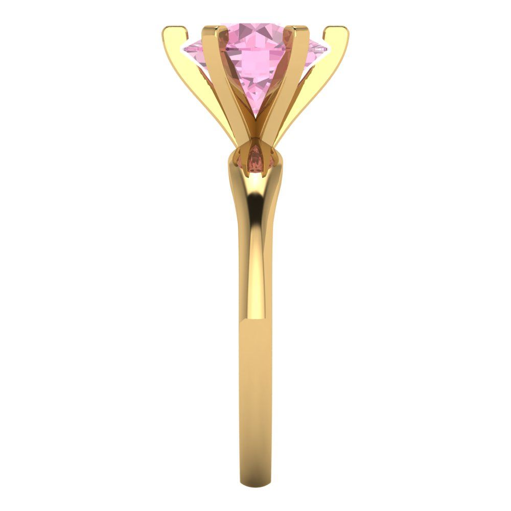 2.5 cttw Zirconia Simulated Pink Diamond Solitaire  Engagement Ring - Solid Yellow Gold (VVS1, Round Cut,8.5mm)