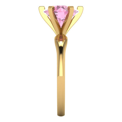 2.5 cttw Zirconia Simulated Pink Diamond Solitaire  Engagement Ring - Solid Yellow Gold (VVS1, Round Cut,8.5mm)