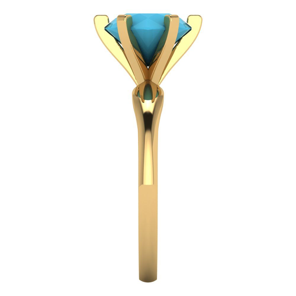 2.5 cttw Simulated Turquoise Solitaire  Engagement Ring - Solid Yellow Gold (VVS1, Round Cut,8.5mm)