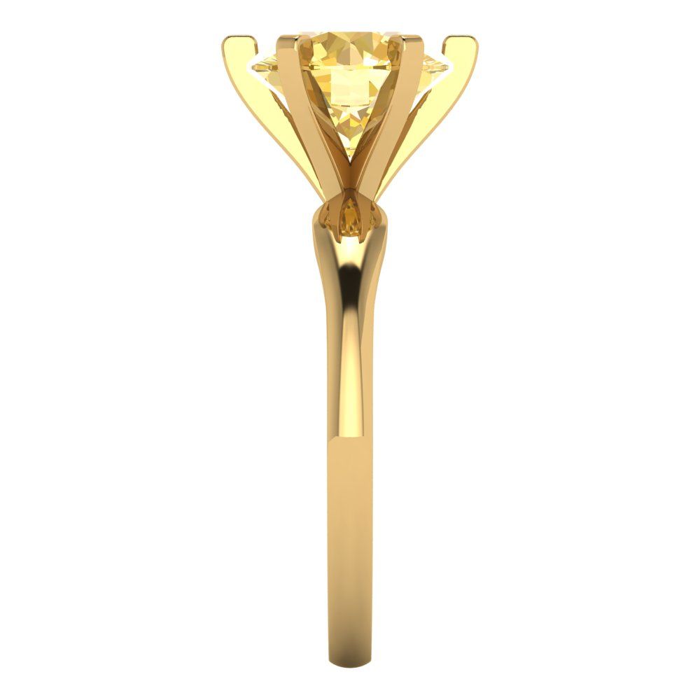 2.5 cttw Natural Citrine Solitaire  Engagement Ring - Solid Yellow Gold (VVS1, Round Cut,8.5mm)