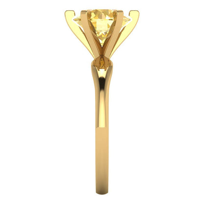 2.5 cttw Natural Citrine Solitaire  Engagement Ring - Solid Yellow Gold (VVS1, Round Cut,8.5mm)