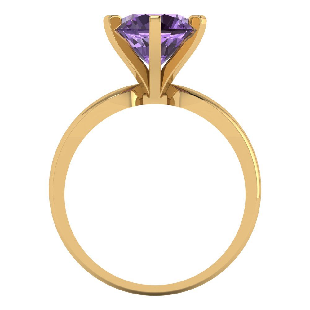 2.5 cttw Simulated Alexandrite Solitaire  Engagement Ring - Solid Yellow Gold (VVS1, Round Cut,8.5mm)