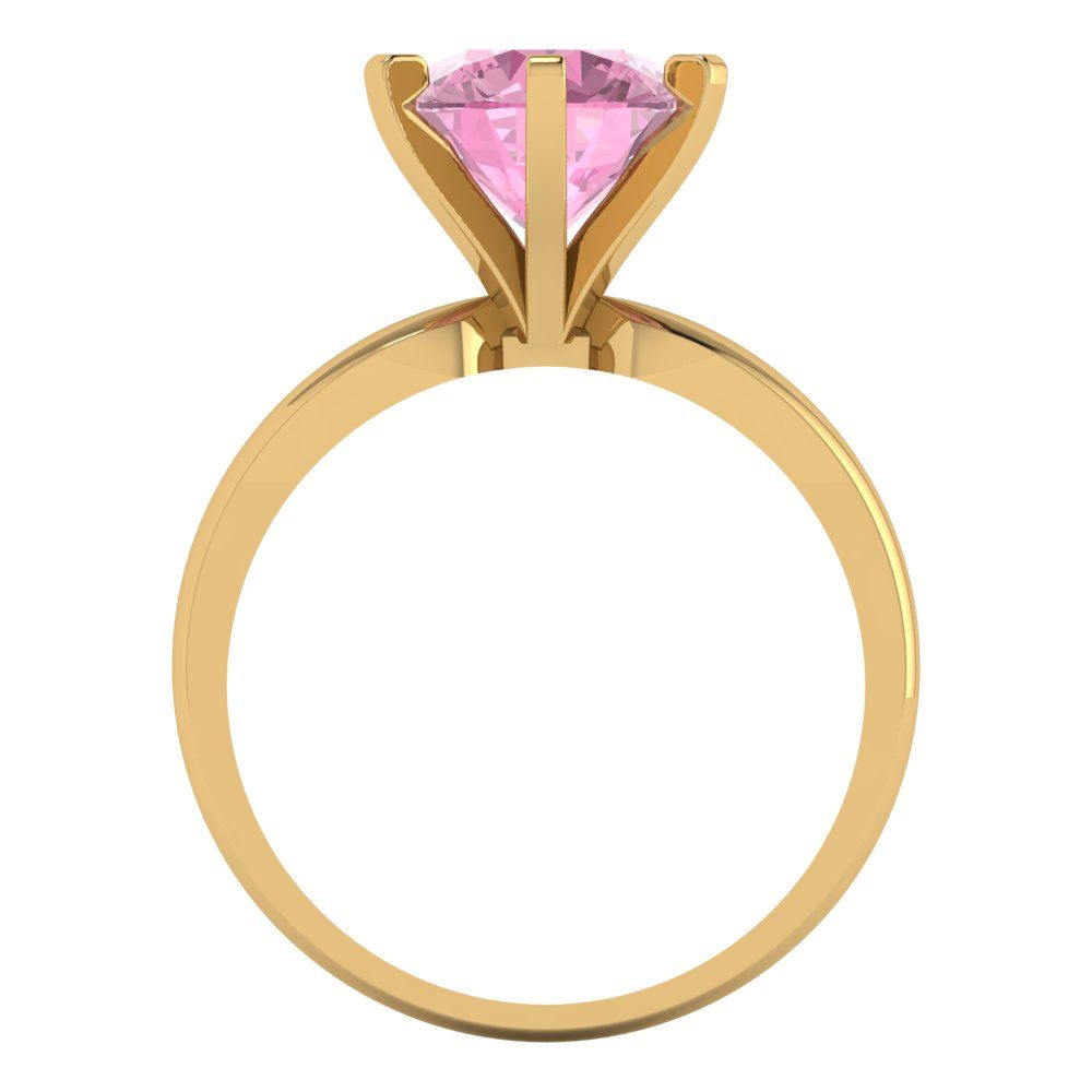 2.5 cttw Zirconia Simulated Pink Diamond Solitaire  Engagement Ring - Solid Yellow Gold (VVS1, Round Cut,8.5mm)