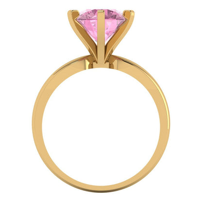 2.5 cttw Zirconia Simulated Pink Diamond Solitaire  Engagement Ring - Solid Yellow Gold (VVS1, Round Cut,8.5mm)