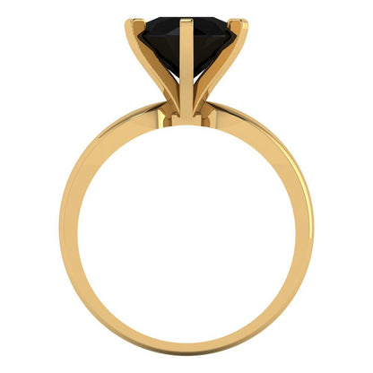 2.5 cttw Natural Onyx Solitaire  Engagement Ring - Solid Gold (Round Cut,8.5mm)