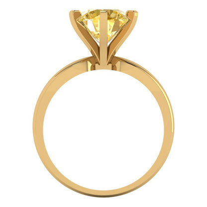2.5 cttw Natural Citrine Solitaire  Engagement Ring - Solid Yellow Gold (VVS1, Round Cut,8.5mm)