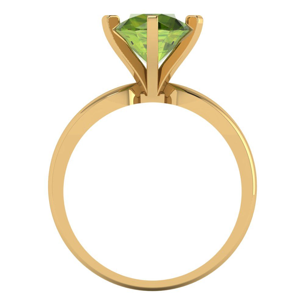 2.5 cttw Natural Peridot Solitaire  Engagement Ring - Solid Gold (Round Cut,8.5mm)