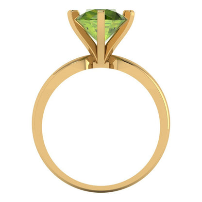 2.5 cttw Natural Peridot Solitaire  Engagement Ring - Solid Gold (Round Cut,8.5mm)