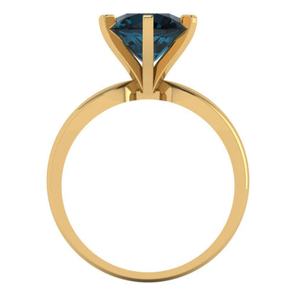 2.5 cttw Natural London Blue Topaz Solitaire  Engagement Ring - Solid Gold (Round Cut,8.5mm)