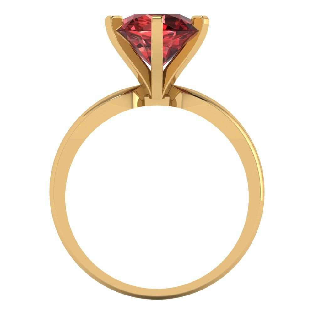 2.5 cttw Natural Garnet Solitaire  Engagement Ring - Solid Yellow Gold (VVS1, Round Cut,8.5mm)