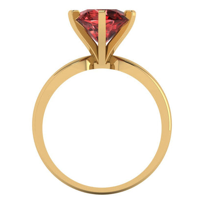 2.5 cttw Natural Garnet Solitaire  Engagement Ring - Solid Yellow Gold (VVS1, Round Cut,8.5mm)