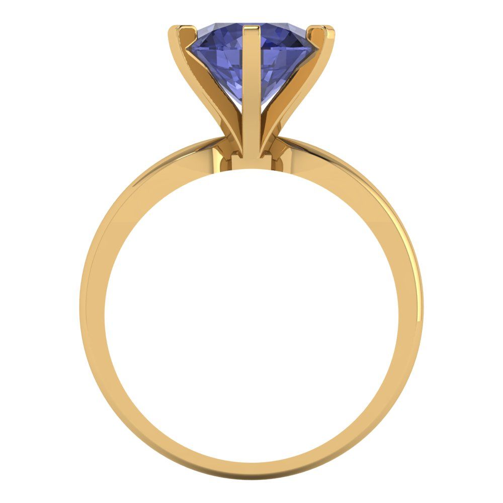 2.5 cttw Simulated Tanzanite Solitaire  Engagement Ring - Solid Gold (Round Cut,8.5mm)