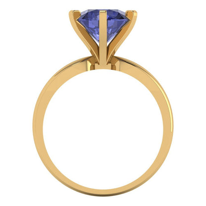 2.5 cttw Simulated Tanzanite Solitaire  Engagement Ring - Solid Gold (Round Cut,8.5mm)