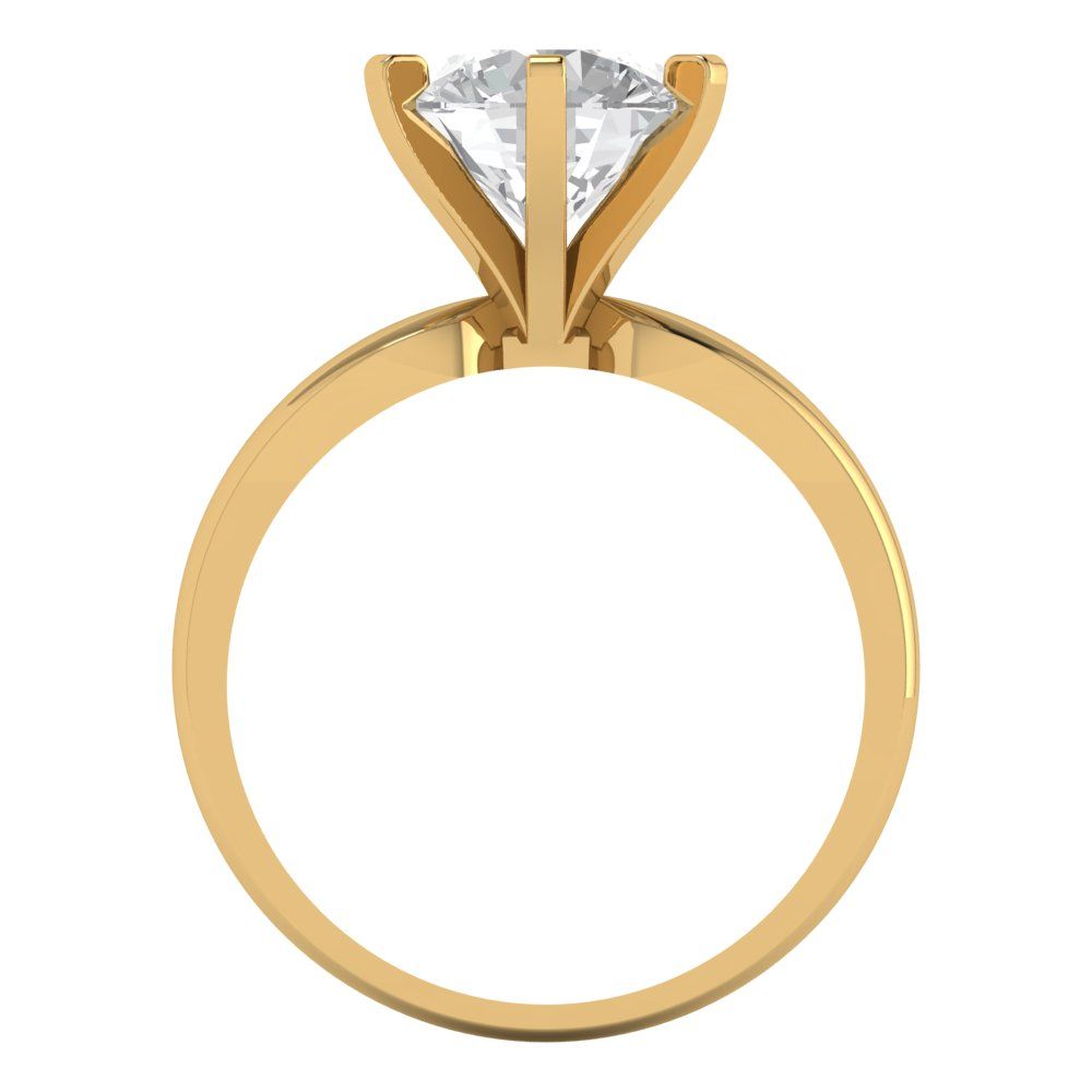 2.5 cttw White Sapphire Solitaire  Engagement Ring - Solid Yellow Gold (VVS1, Round Cut,8.5mm)