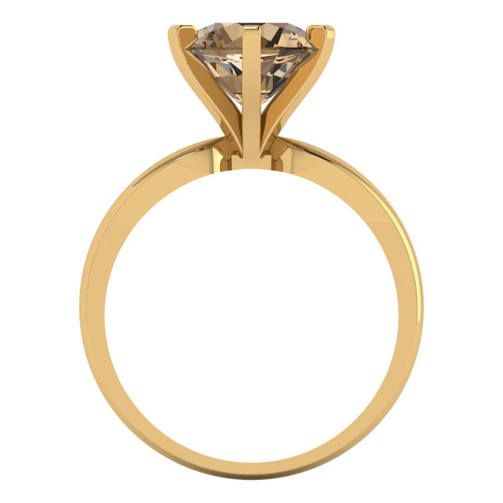2.5 cttw Zirconia Simulated Champagne Diamond Solitaire  Engagement Ring - Solid Gold (VVS1, Round Cut,8.5mm)