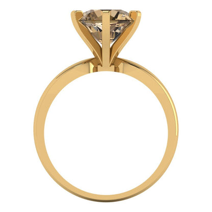 2.5 cttw Zirconia Simulated Champagne Diamond Solitaire  Engagement Ring - Solid Gold (VVS1, Round Cut,8.5mm)