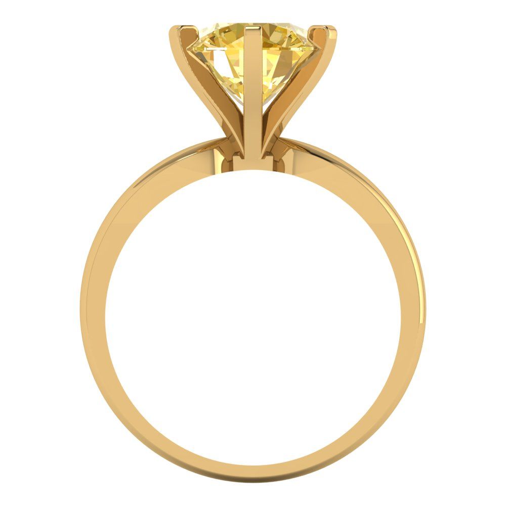 2.5 cttw Zirconia Simulated Yellow Diamond Solitaire  Engagement Ring - Solid Yellow Gold (VVS1, Round Cut,8.5mm)