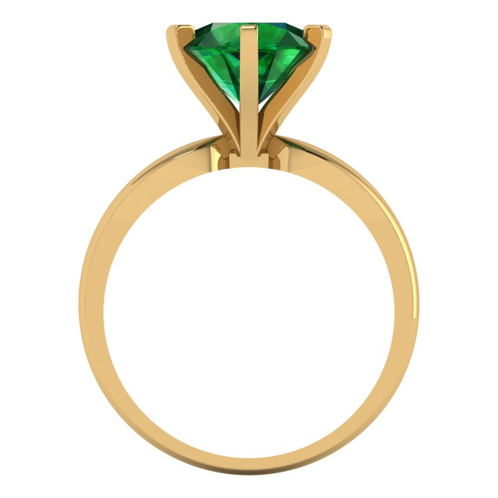 2.5 cttw Simulated Emerald Solitaire  Engagement Ring - Solid Yellow Gold (VVS1, Round Cut,8.5mm)