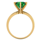 2.5 ct Brilliant Round Cut Simulated Emerald Stone Yellow Gold Solitaire Ring
