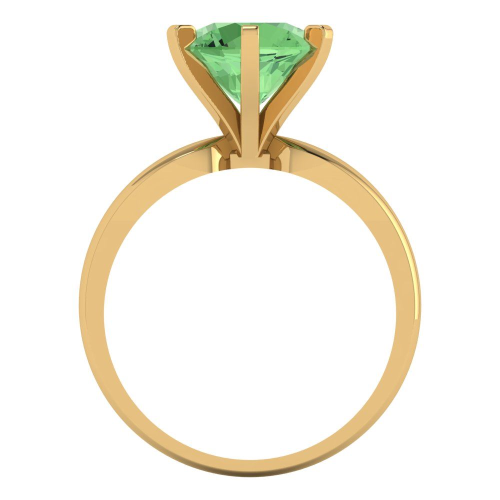 2.5 cttw Zirconia Simulated Green Diamond Solitaire  Engagement Ring - Solid Gold (VVS1, Round Cut,8.5mm)