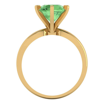 2.5 cttw Zirconia Simulated Green Diamond Solitaire  Engagement Ring - Solid Gold (VVS1, Round Cut,8.5mm)