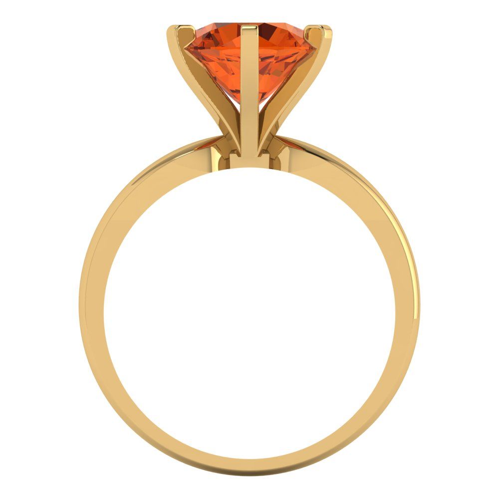 2.5 cttw Zirconia Simulated Red Diamond Solitaire  Engagement Ring - Solid Yellow Gold (VVS1, Round Cut,8.5mm)