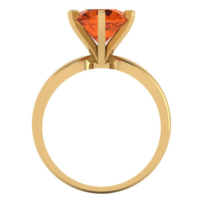 2.5 cttw Zirconia Simulated Red Diamond Solitaire  Engagement Ring - Solid Yellow Gold (VVS1, Round Cut,8.5mm)