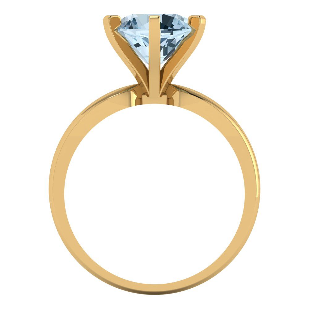 2.5 cttw Zirconia Simulated Blue Diamond Solitaire  Engagement Ring - Solid Gold (VVS1, Round Cut,8.5mm)