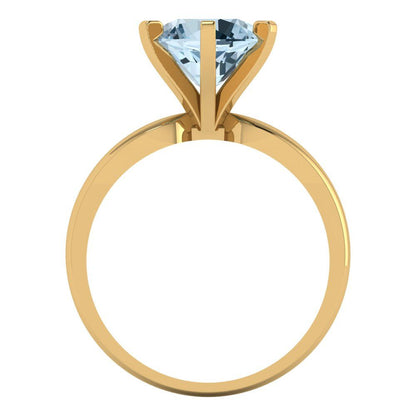 2.5 cttw Natural Sky Blue Topaz Solitaire  Engagement Ring - Solid Gold (Round Cut,8.5mm)