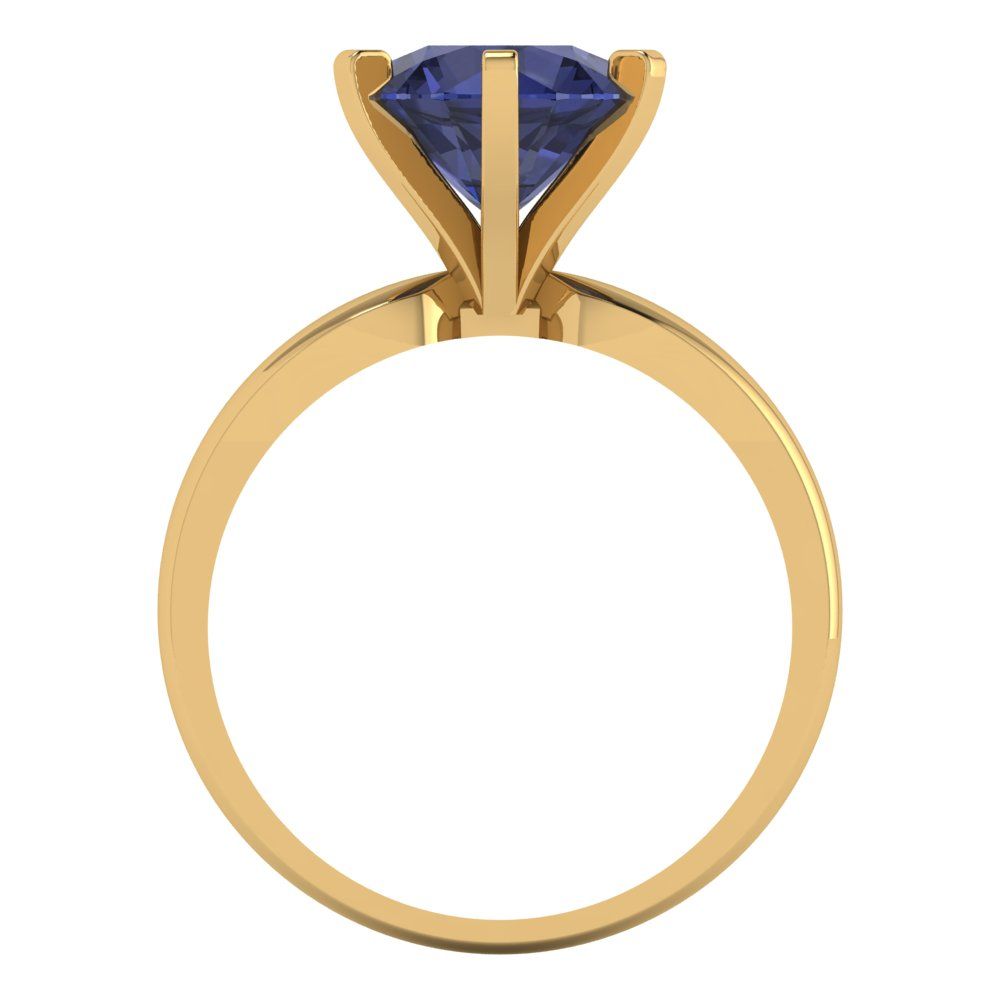 2.5 cttw Simulated Blue Sapphire Solitaire  Engagement Ring - Solid Gold (Round Cut,8.5mm)