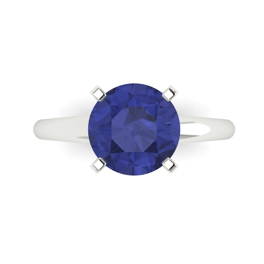 2.5 cttw Simulated Tanzanite Solitaire  Engagement Ring - Solid Gold (Round Cut,8.5mm)