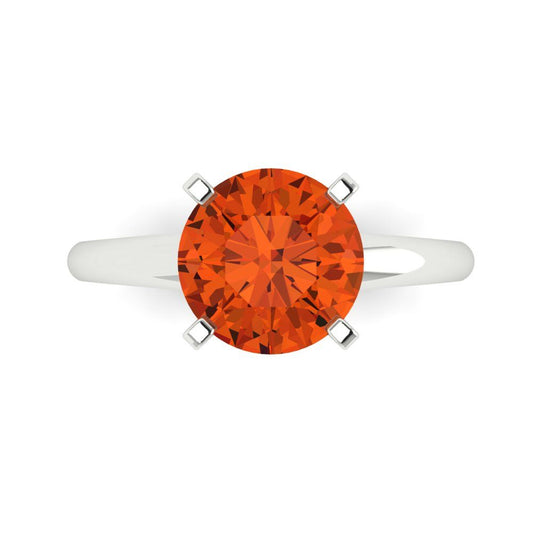 2.5 cttw Zirconia Simulated Red Diamond Solitaire  Engagement Ring - Solid White Gold (VVS1, Round Cut,8.5mm)