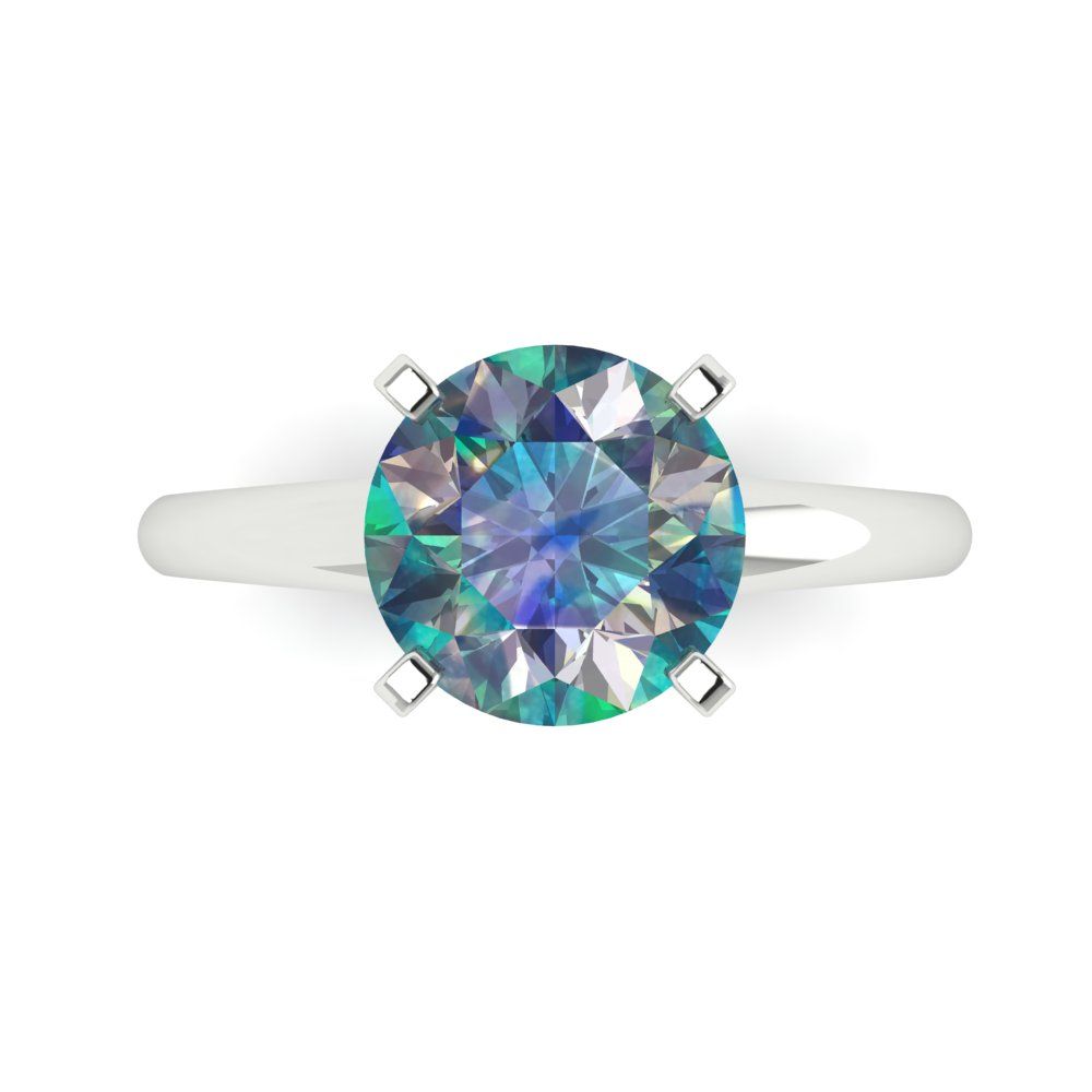 2.5 cttw Blue Moissanite Solitaire  Engagement Ring - Solid Gold (Round Cut,8.5mm)