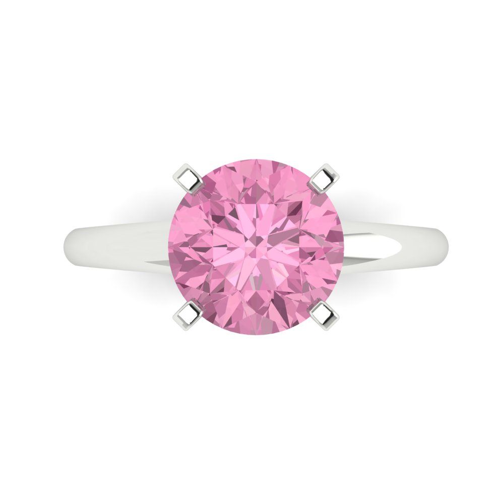 2.5 cttw Zirconia Simulated Pink Diamond Solitaire  Engagement Ring - Solid Gold (VVS1, Round Cut,8.5mm)