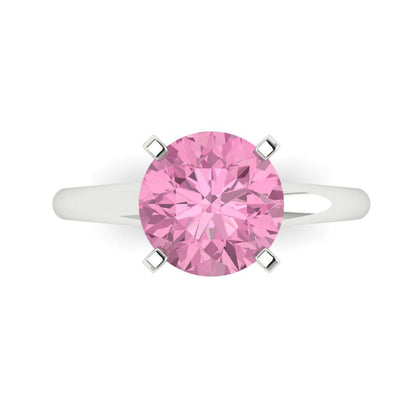 2.5 cttw Zirconia Simulated Pink Diamond Solitaire  Engagement Ring - Solid Gold (VVS1, Round Cut,8.5mm)